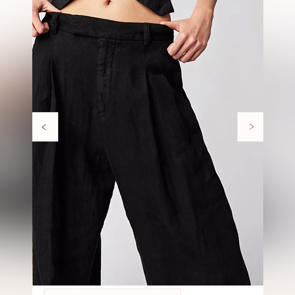 FREE PEOPLE Lyla Linen Black Trousers Size 6 - Picture 3 of 11